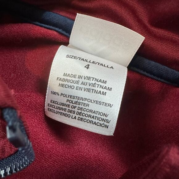 Adidas Burgundy Red Navy Blue Track Jacket Zip Up Little Toddler Boys 4 4T - Picture 4 of 5